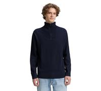 Tom Tailor Denim - Troyer Strickpullover aus Baumwolle sky captain blue - Gr. - M