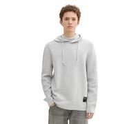 TOM TAILOR Denim Herren Pullover Hoodie mit Struktur,15398 - Light Stone Grey Melange, L