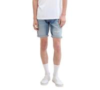 TOM TAILOR Denim Herren Regular Fit Destroyed Jeans Bermuda Shorts, Destroyed Light Stone Blue Den, XS