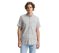 Denim Tom Tailor - Regular Fit Kurzarmhemd mit Brusttasche chalk grey structure - Gr. - M
