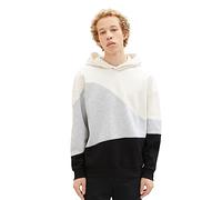 TOM TAILOR Denim Herren 1037604 Relaxed Fit Colorblock Hoodie, 12906-Wool White, S