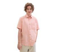 TOM TAILOR Denim Herren Relaxed Fit Kurzarm Hemd aus Leinen, 35704 - Clear Coral Herringbone, M