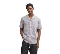 Denim Tom Tailor - Relaxed Fit Kurzarmhemd aus Baumwolle pavement grey white structure - Gr. - XL