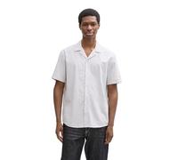 TOM TAILOR DENIM - Relaxed Fit Kurzarmhemd aus Baumwolle chalk grey white structure M