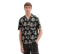 Tom Tailor Denim Herren Relaxed Fit Leinen Hemd mit Brusttasche, 35055 - Black Tropical Print, M
