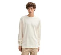 TOM TAILOR Denim Herren Relaxed Fit Longsleeve aus Baumwolle, 12906 - Wool White, L