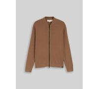 TOM TAILOR DENIM Herren Relaxed Fit Strickjacke mit Bomberkragen, braun, Uni, Gr. XL