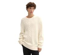 TOM TAILOR DENIM - Relaxed Pullover mit Zopfmuster Wool White XL