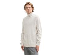 TOM TAILOR Denim Herren Rollkragenpullover aus Baumwolle, 36852 - White Black Multicolor Neps, XL