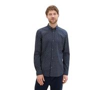 TOM TAILOR Denim Herren Slim Fit Hemd mit Muster, 35556 - Navy White Minimal Design, M
