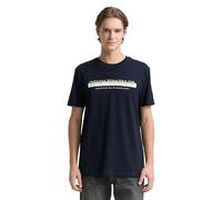 Tom Tailor Denim T-Shirt Herren Slim Fit mit Logo-Print aus Baumwolle Marine XL