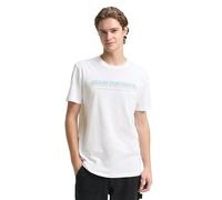 Tom Tailor Denim T-Shirt mit Logo-Print, Rundhals, Regular Fit, 100% Baumwolle, Damen M Weiß