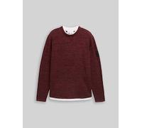 Tom Tailor Denim Regular Fit Strickpullover aus Baumwoll-Mix in Dunkelrot, Größe S