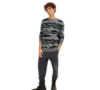 TOM TAILOR Denim Herren Strickpullover mit Muster 1033765, 30867 - Green Black Marble Jacquard, L