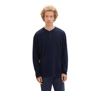 TOM TAILOR Denim Herren Strukturiertes Henley Langarmshirt, sky captain blue, L