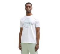 TOM TAILOR Denim Herren 1043491 Basic T-Shirt mit Logo-Print, 10991-Knit White, L
