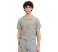 TOM TAILOR Denim Herren T-Shirt mit Brusttasche 1033929, 28627 - Creme Black Space Dye, XS