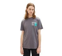 TOM TAILOR Denim Herren T-Shirt mit Logo-Print 1036964, 15180 - Quiet Mid Grey, L