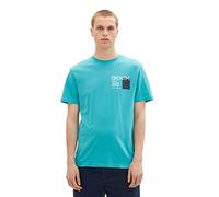 TOM TAILOR Denim Herren T-Shirt mit Logo-Print 1036964, 31044 - deep turquoise, L