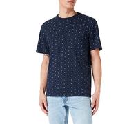 TOM TAILOR Denim Herren T-Shirt mit Pünktchen-Muster 1035845, 31351 - navy small shapes print, L