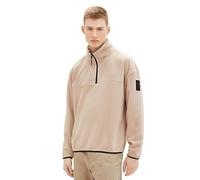 TOM TAILOR Denim Herren Troyer Sweatshirt aus Fleece, silver ecru, XXL