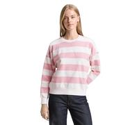 Sweatshirt TOM TAILOR DENIM, Damen, Gr. S, soft rose weiß stripe, Sweatware, Obermaterial: 100% Baumwolle, weit hüftbedeckend, Rundhals, Bündchen, Sweatshirts Sweatshirt, aus weicher Baumwolle (897207