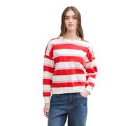 Denim Tom Tailor - Loose Fit Sweatshirt white red pink stripe - Gr. - M