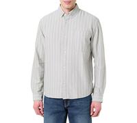Langarmhemd TOM TAILOR DENIM, Herren, Gr. M, N-Gr, olive big stripe, Single Jersey, Obermaterial: 100% Baumwolle, gestreift, normal hüftbedeckend, Rundhals, 2-Knopf-Manschette, Hemden, gestreift, mit