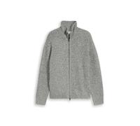 Tom Tailor Denim - Relaxed Fit Strickjacke mit Reißverschluss grey black structure - Gr. - XL