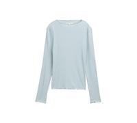 Langarmshirt TOM TAILOR DENIM, Damen, Gr. XS (34), silber (silber cloud blau), Single Jersey, Obermaterial: 48% Polyester, 48% Viskose, 4% Elasthan, unifarben, regular fit taillenbedeckt, ohne Ausschn