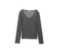 TOM TAILOR Denim - Slim Fit Langarmshirt mit Glitzer-Effekt schwarz - Gr. - XS