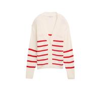 Denim Tom Tailor - Strick Cardigan mit V-Ausschnitt placed white red stripe - Gr. - XS