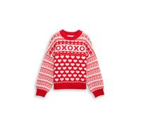 Tom Tailor Denim - Strickpullover mit Norweger-Muster red white heart fair isle - Gr. - L