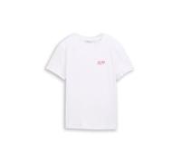 Tom Tailor Denim T-Shirt mit Stickerei Damen Weiß Jersey 100% Baumwolle Gr. M