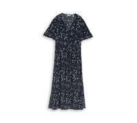 Tom Tailor Kleid Feminines Midikleid mit Allover-Print und V-Ausschnitt Blau Größe 42