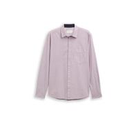 Tom Tailor Herren Langarmhemd Fitted aus Baumwolle, Slim Fit, rot stripe, Brusttasche, Gr. L