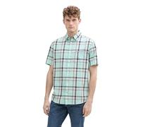 TOM TAILOR Fitted Kurzarmhemd aus Baumwolle, Bright Mint Green, S