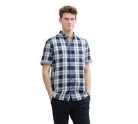 TOM TAILOR Fitted Kurzarmhemd aus Baumwolle, Sky Captain Blue, XS