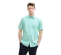 TOM TAILOR Fitted Kurzarmhemd mit Muster, Blue Graphic minimal Design, M