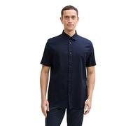 TOM TAILOR Fitted Kurzarmhemd mit Muster, White Graphic minimal Design, S