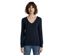 V-Ausschnitt-Pullover TOM TAILOR "Regular", Damen, Gr. XXXL(46), blau (sky captain blau), Strick, Obermaterial: 60% Baumwolle, 40% Viskose, unifarben, regular fit normal, V-Ausschnitt, Pullover, mit V