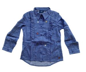 TOM TAILOR Gestreifte Bluse mit Rüsschen, early autumn blue|blue, Größe: 104/110