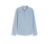 Langarmhemd TOM TAILOR, Herren, Gr. XL, N-Gr, bleeched blau chambray, Web, Obermaterial: 55% Leinen, 45% Baumwolle, unifarben, regular fit normal, ohne Ausschnitt, Manschette, Hemden, mit Knopfleiste
