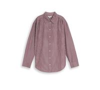 Hemdbluse TOM TAILOR "Loose", Damen, Gr. 44, braun (preppy plum weiß stripe), Obermaterial: 50% Baumwolle, 50% Lyocell, regular fit Po-bedeckend, Manschette, Blusen Hemdbluse, mit Manschetten (6280420