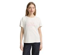 Tom Tailor - Loose Fit T-Shirt mit Print soft clear white - Gr. - M