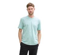 TOM TAILOR Henley Strickpullover aus Baumwolle, Grey Mint Tonal finestripe, M