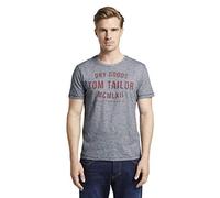 TOM TAILOR Herren 1008640 T-Shirt mit Print, 19493 - Navy White Yarndye Stripe, M