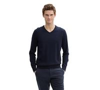 TOM TAILOR Herren 1012820 Basic Strickpullover Mit V-Ausschnitt, 13160 - Knitted Navy Melange, M EU