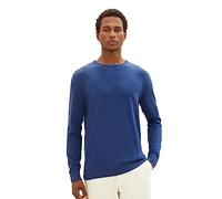 TOM TAILOR Herren 1027661 Basic Crewneck Strickpullover, 32618-hockey blue dark Melange, S