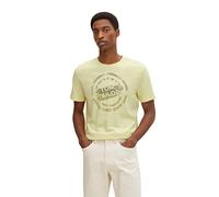 TOM TAILOR Herren 1031878 T-Shirt mit Print, 18283 - Elfin Yellow, S